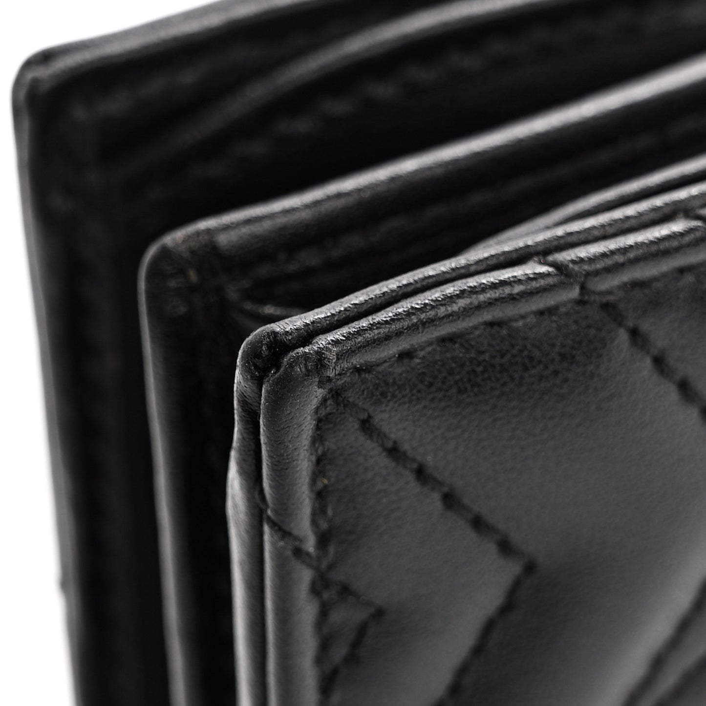 Calfskin Matelasse GG Marmont Card Case Wallet Black