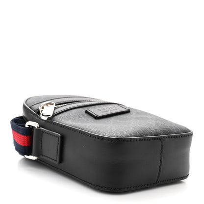 Gucci GG Supreme Monogram Appia Calfskin Web Small Camera Messenger Bag Black Grey 4 of 12
