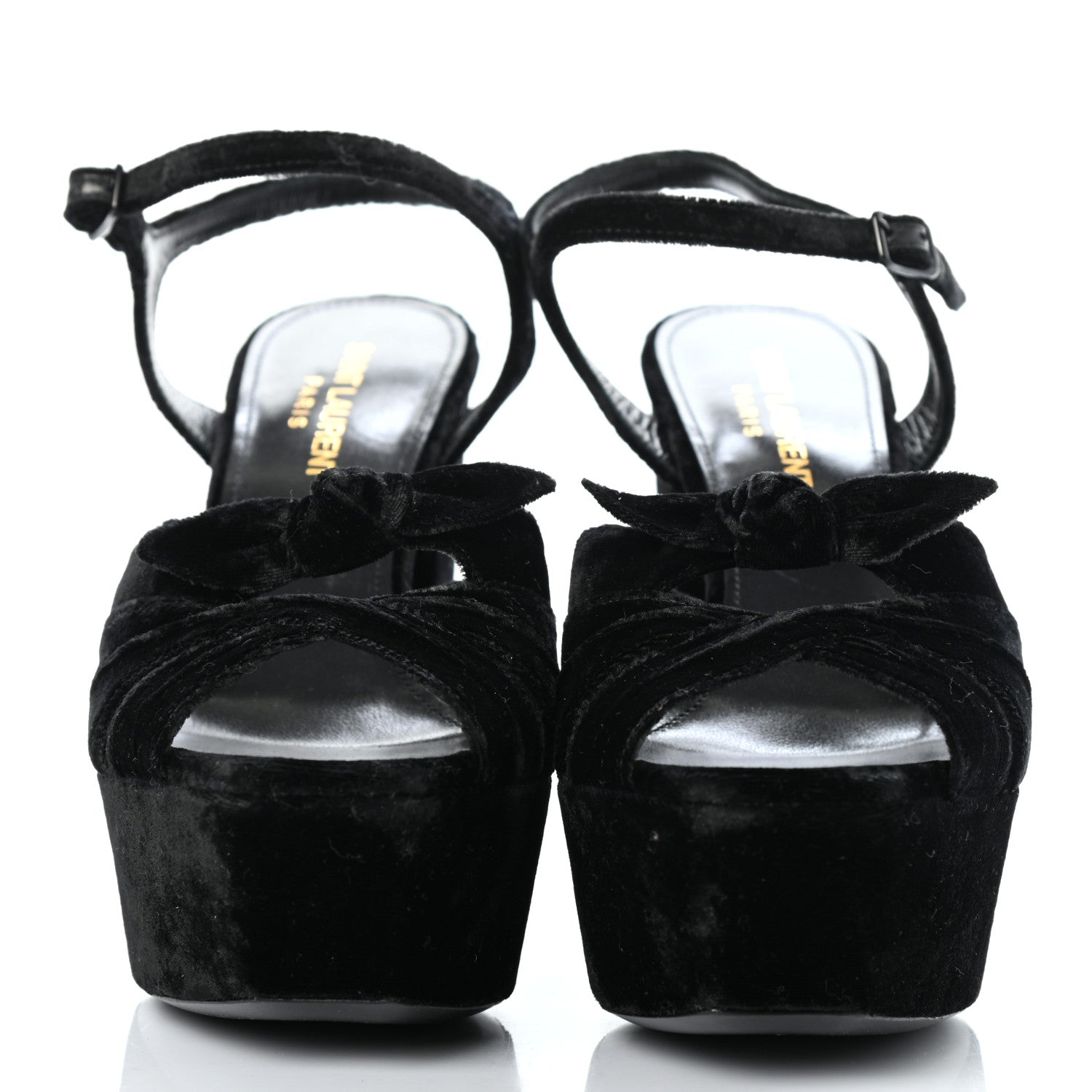 Saint Laurent Crushed Velvet Farrah Platform Sandals 36.5 Black 2 of 11