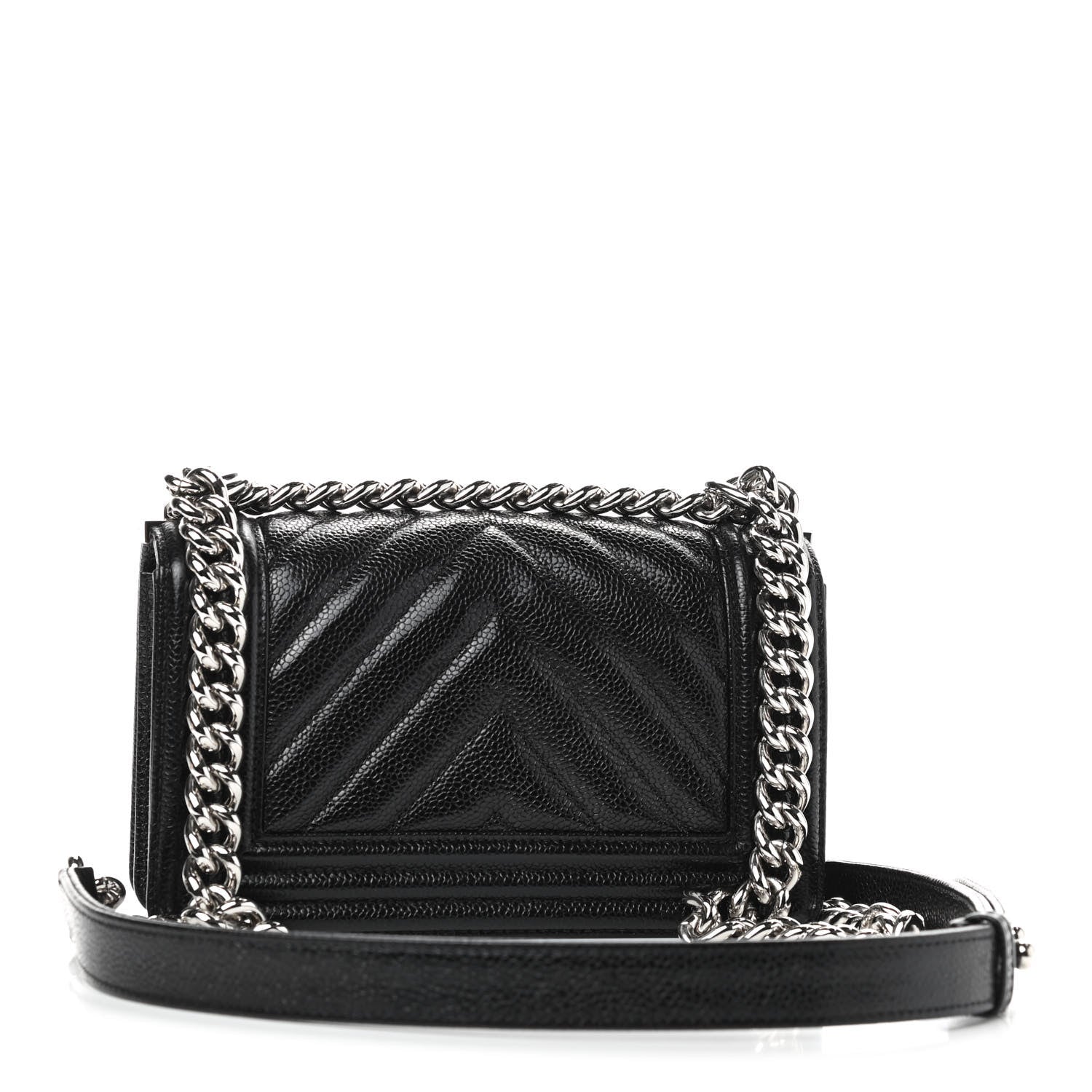 Chanel Caviar Chevron Quilted Small Boy Flap Black 3 of 9