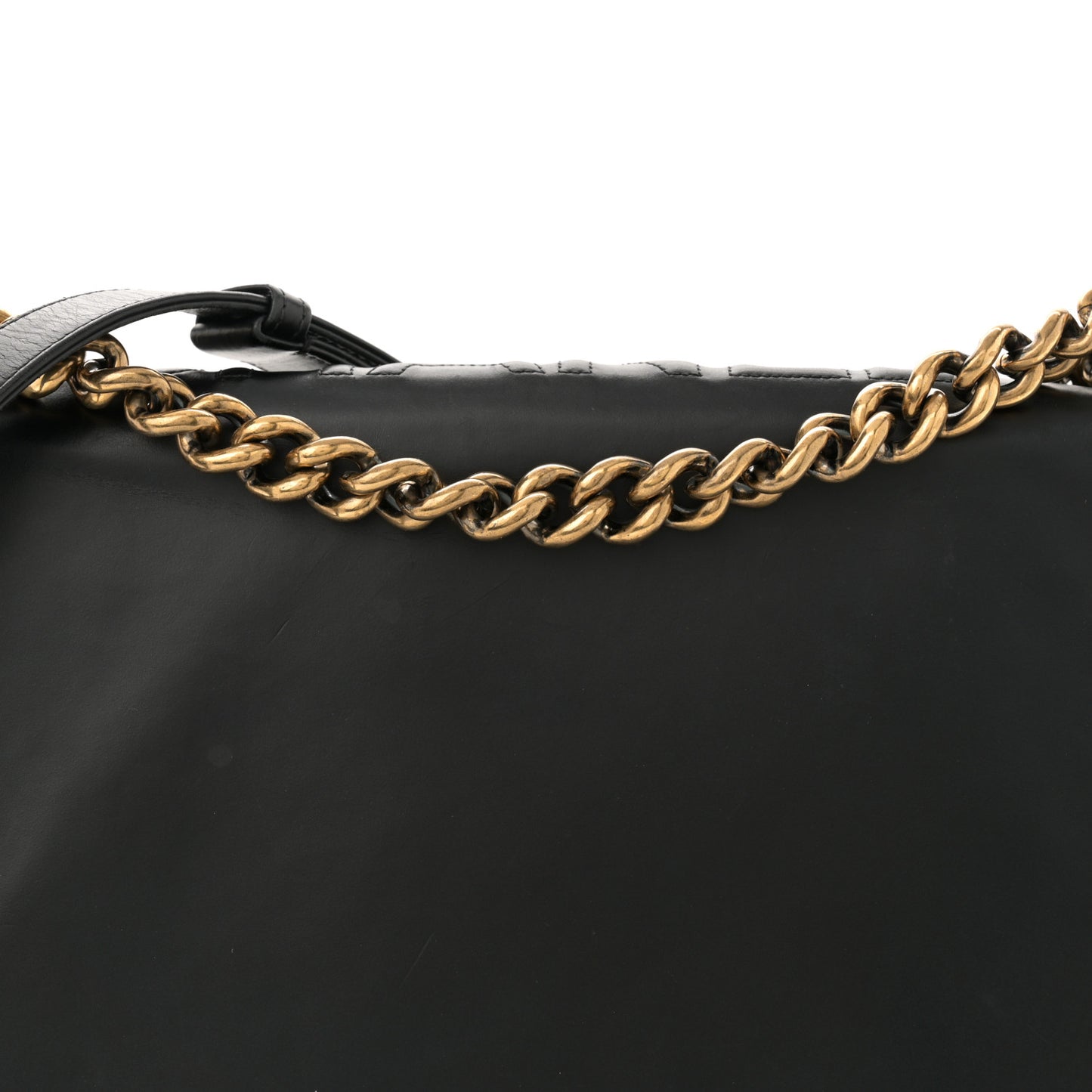 Glazed Calfskin Large Boy Flap Black