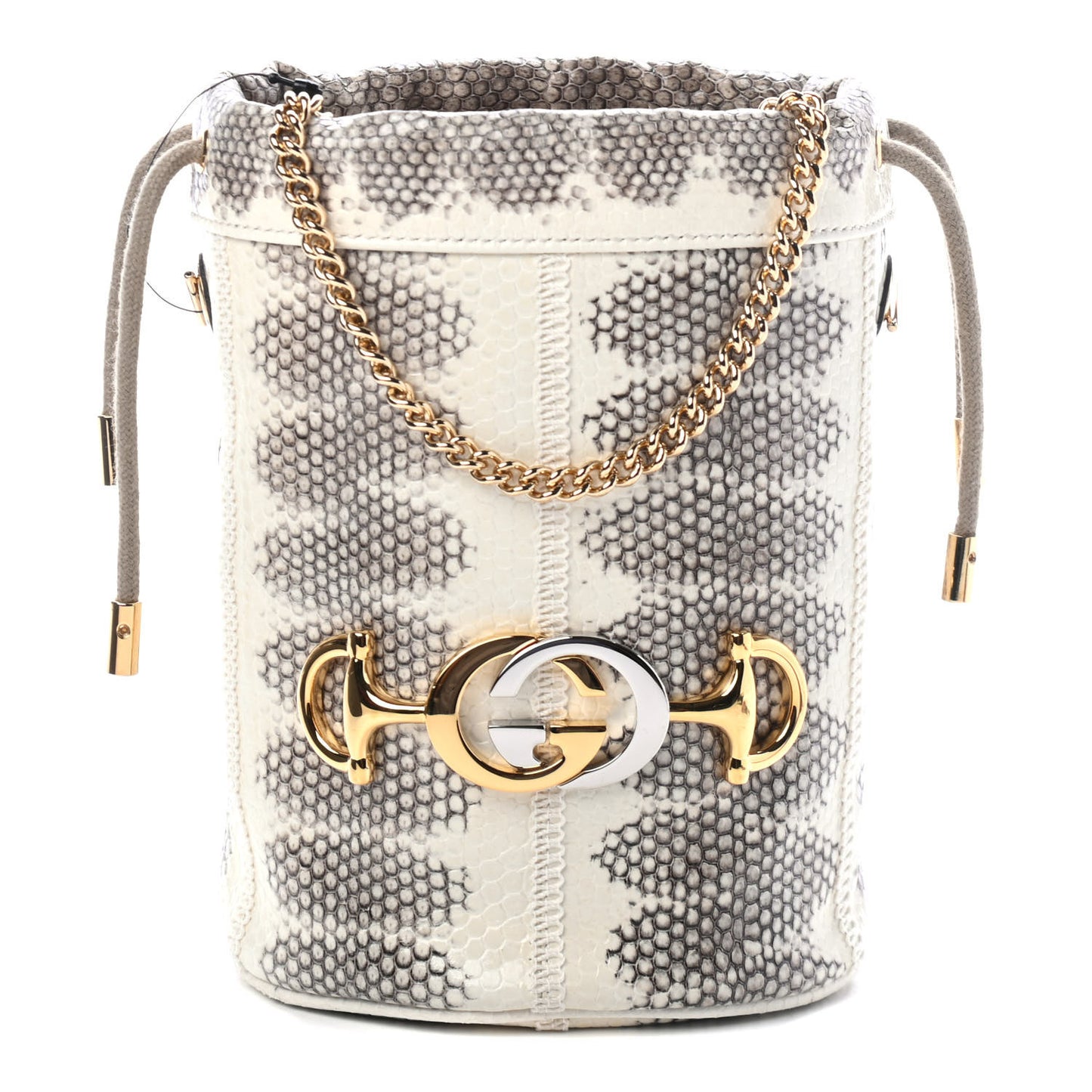 Snakeskin Mini Zumi Bucket Bag Grey
