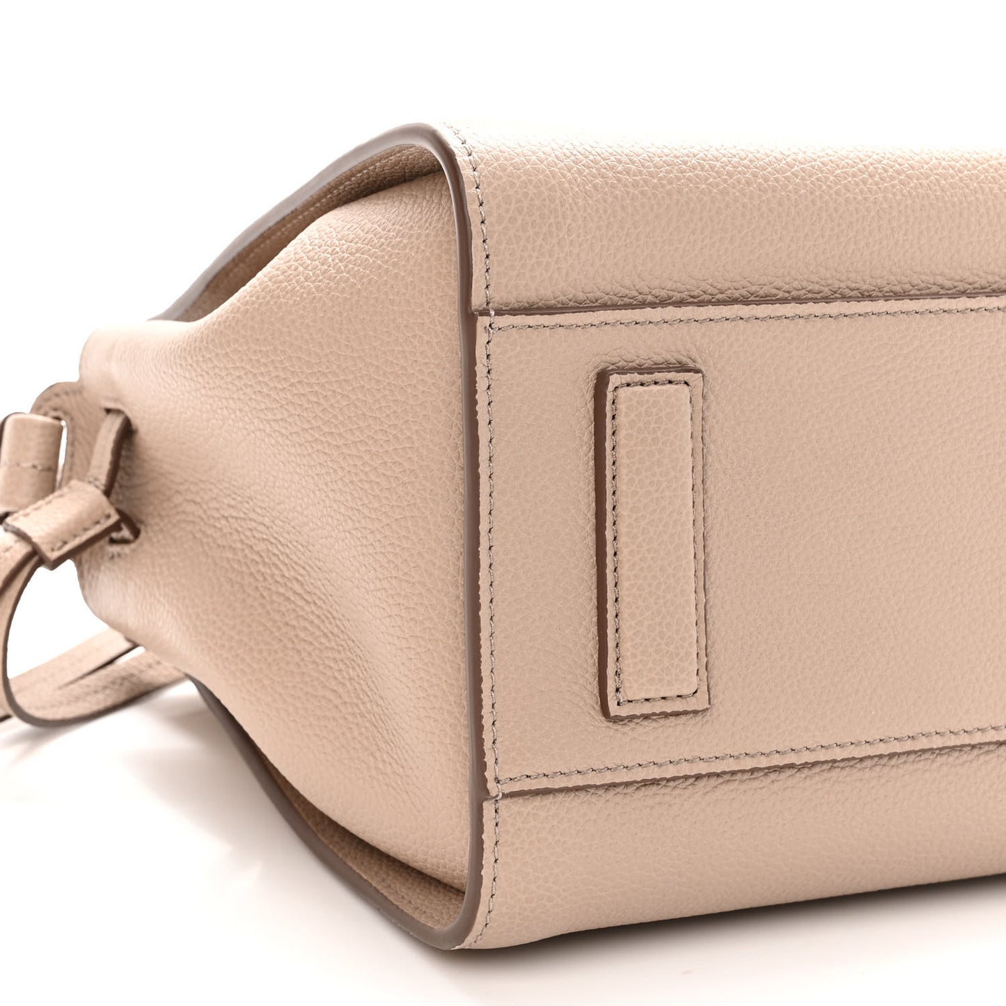 Grained Calfskin Small Padlock Top Handle Beige