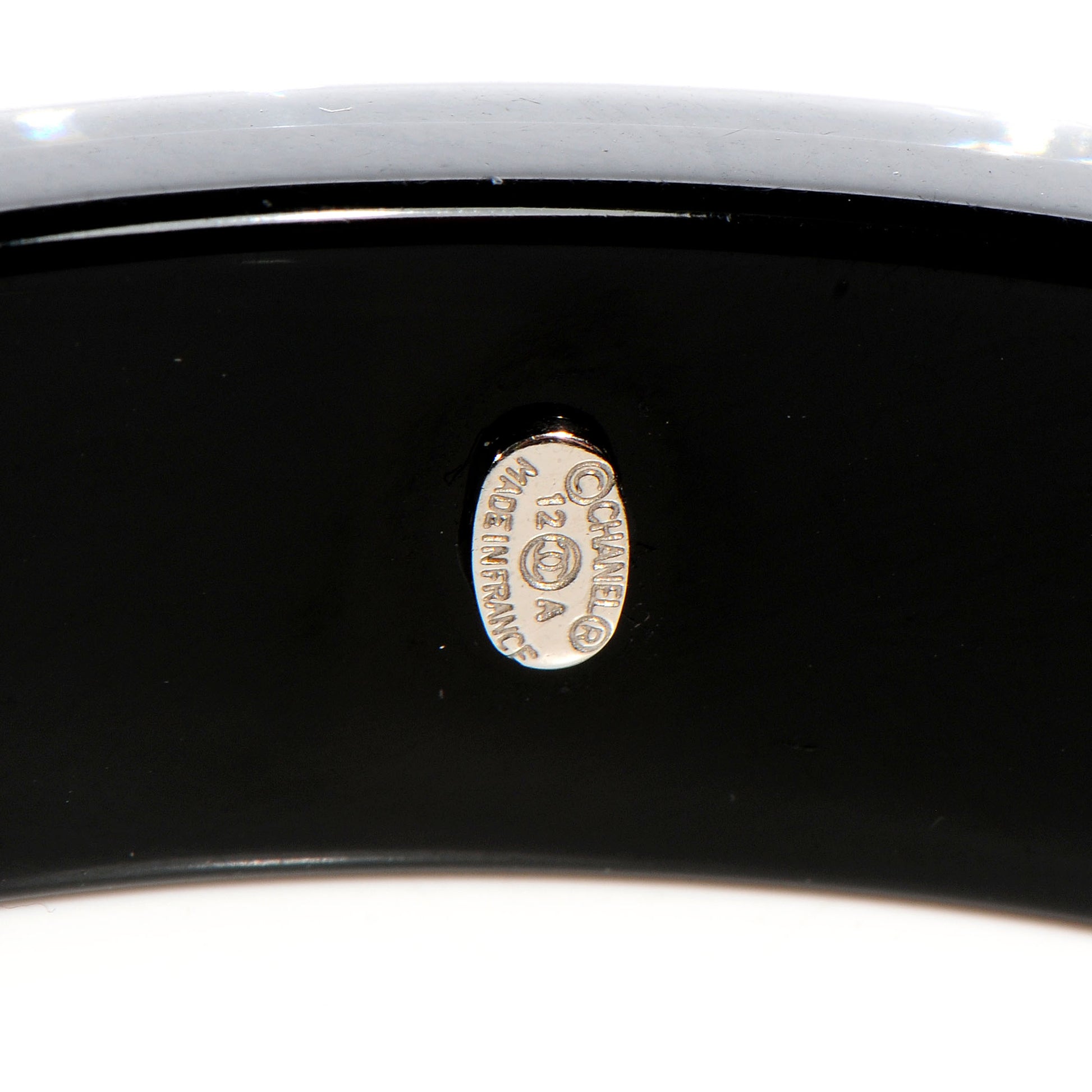 Chanel Resin Crystal CC Bangle Black 4 of 5