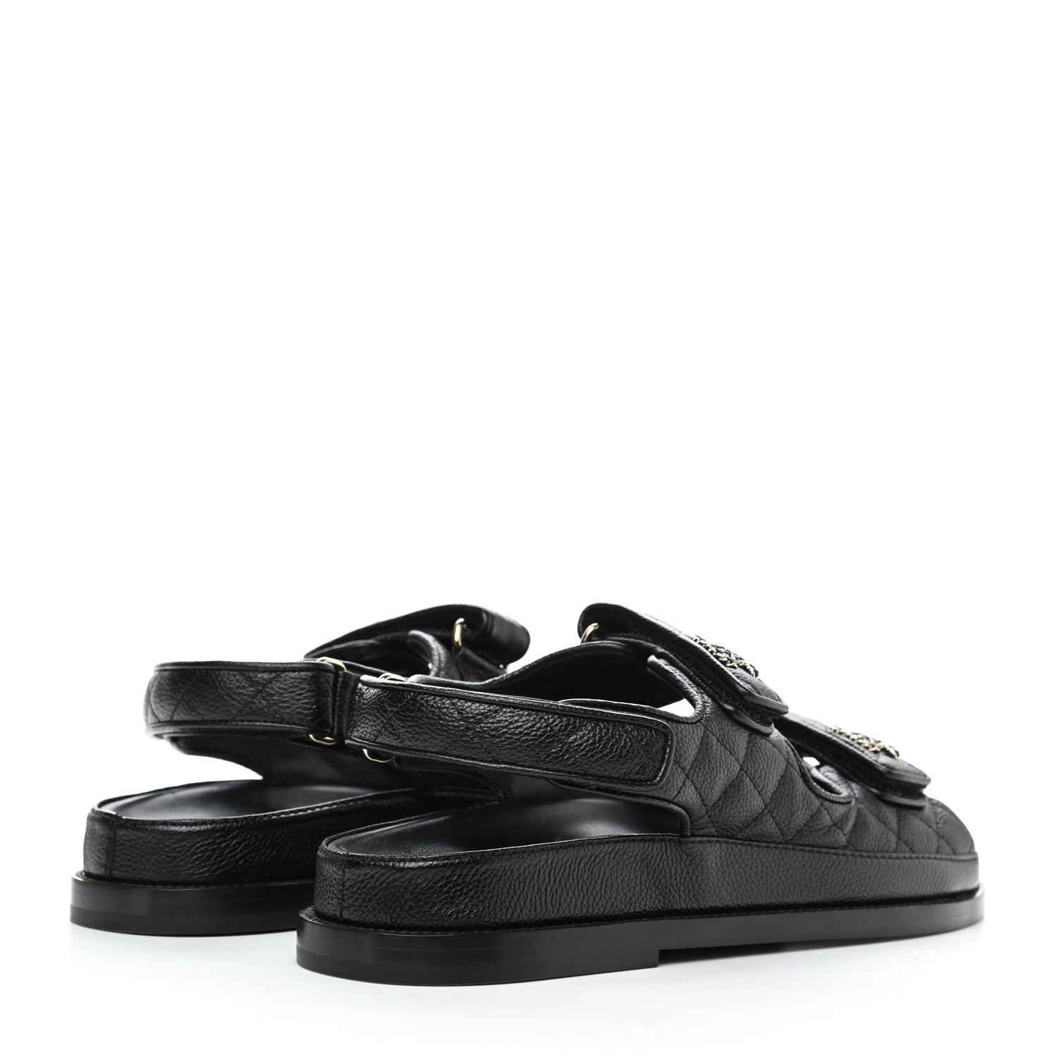 Chanel Grained Calfskin Velcro Dad Sandals 39 Black 3 of 9