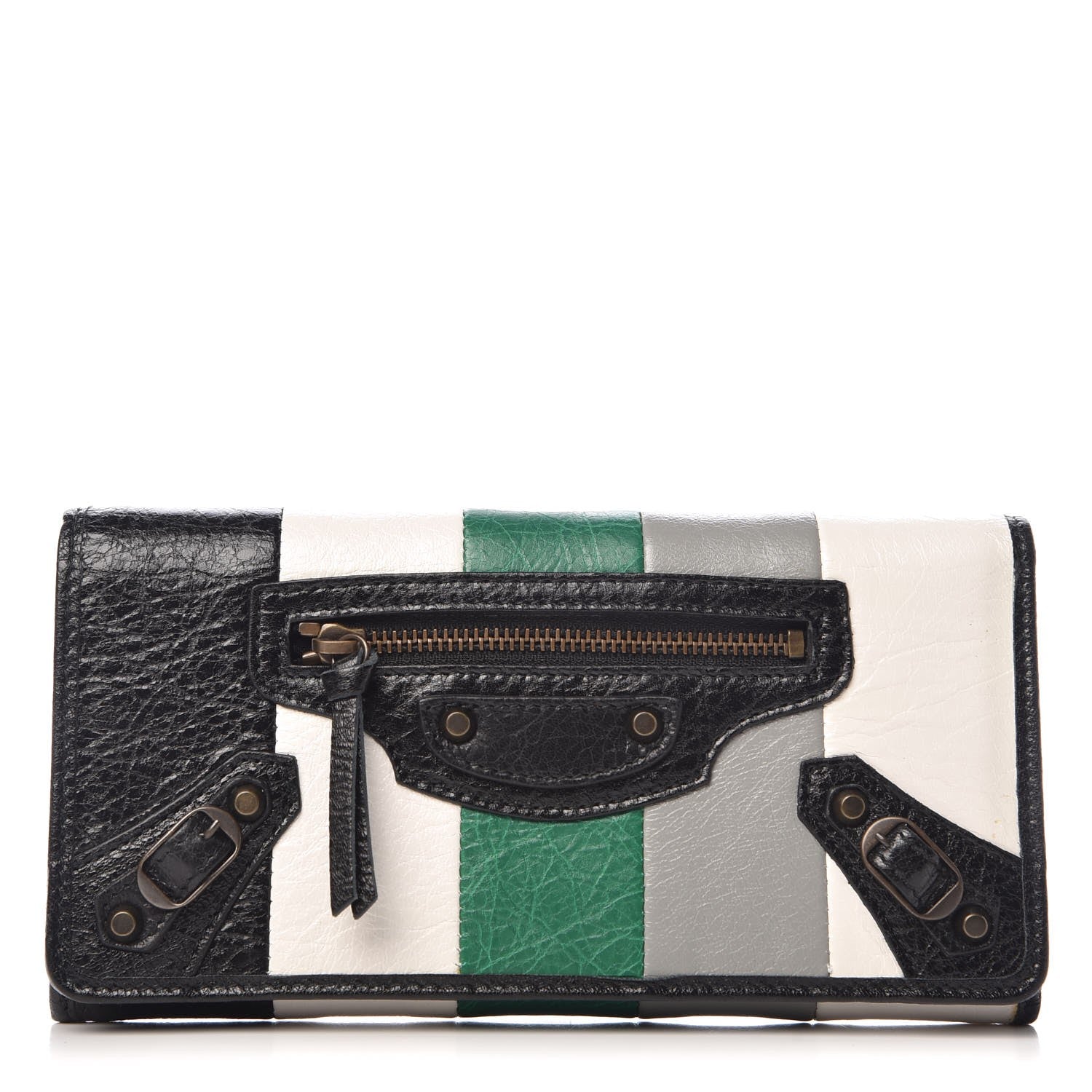 Balenciaga Agneau Arena Multicolore Classic Hardware Money Wallet Green Grey Black 1 of 11