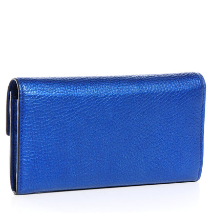 Gucci Metallic Leather Nouveau Bamboo Wallet Electric Blue 3 of 8