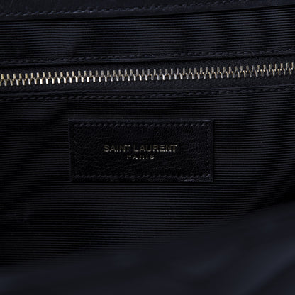 Saint Laurent Smooth Calfskin Matelasse Chevron Large Monogram Satchel Black 8 of 9