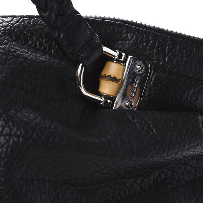 Gucci Calfskin Large Bamboo Bar Shoulder Bag Black 8 of 13