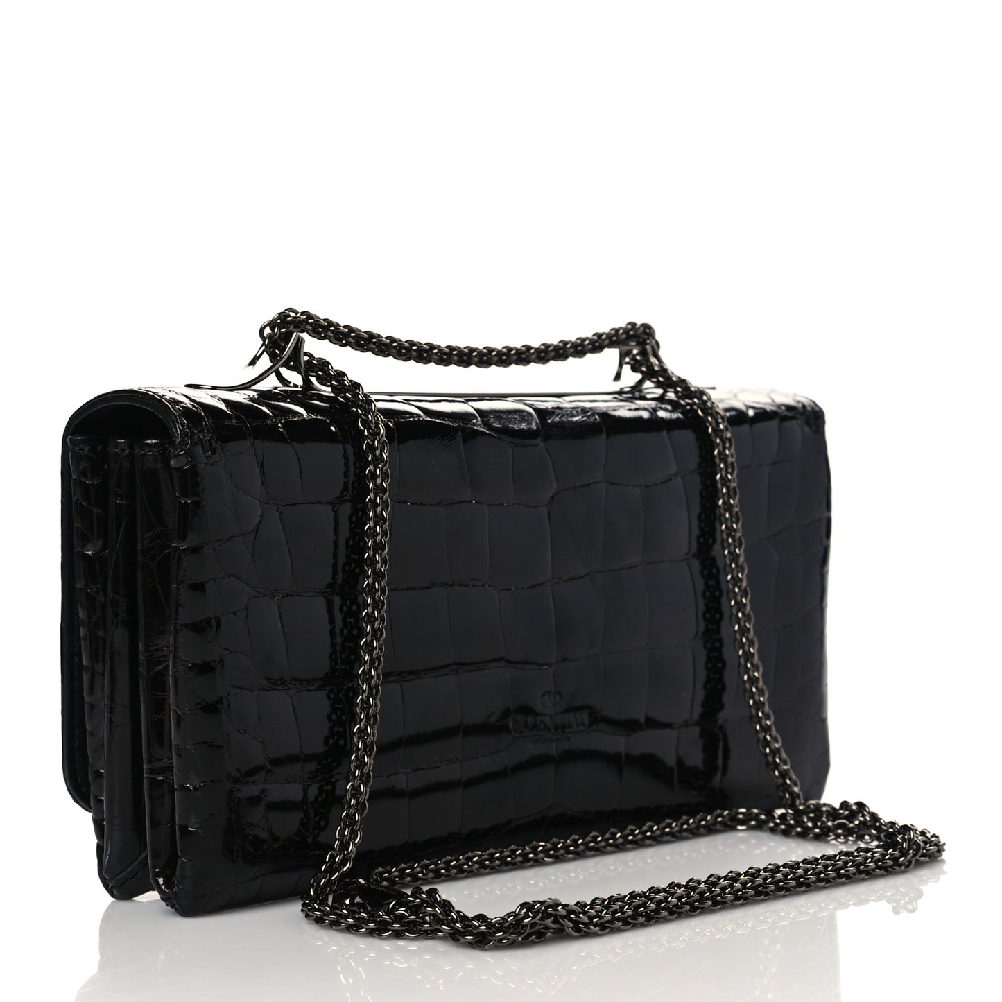 Crocodile Crystal Encrusted Studs Va Va Voom Shoulder Bag Black
