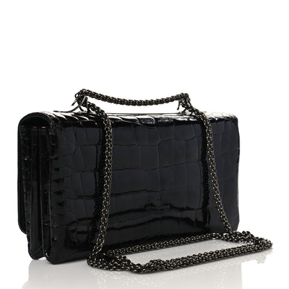 Valentino Garavani Crocodile Crystal Encrusted Studs Va Va Voom Shoulder Bag Black 2 of 8