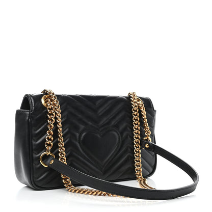 Gucci Calfskin Matelasse Small GG Marmont Shoulder Bag Black 2 of 4