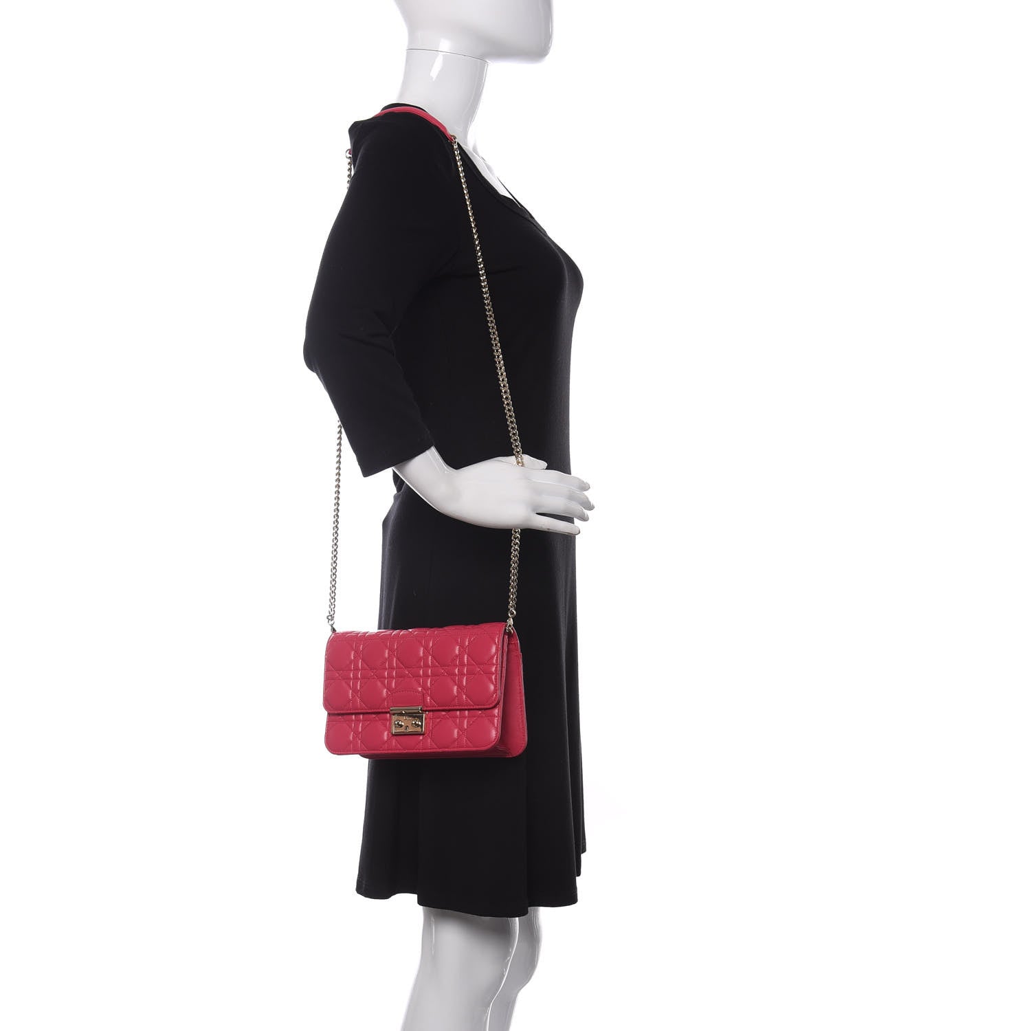 Christian Dior Lambskin Cannage Miss Dior Promenade Pouch Fuchsia 2 of 12