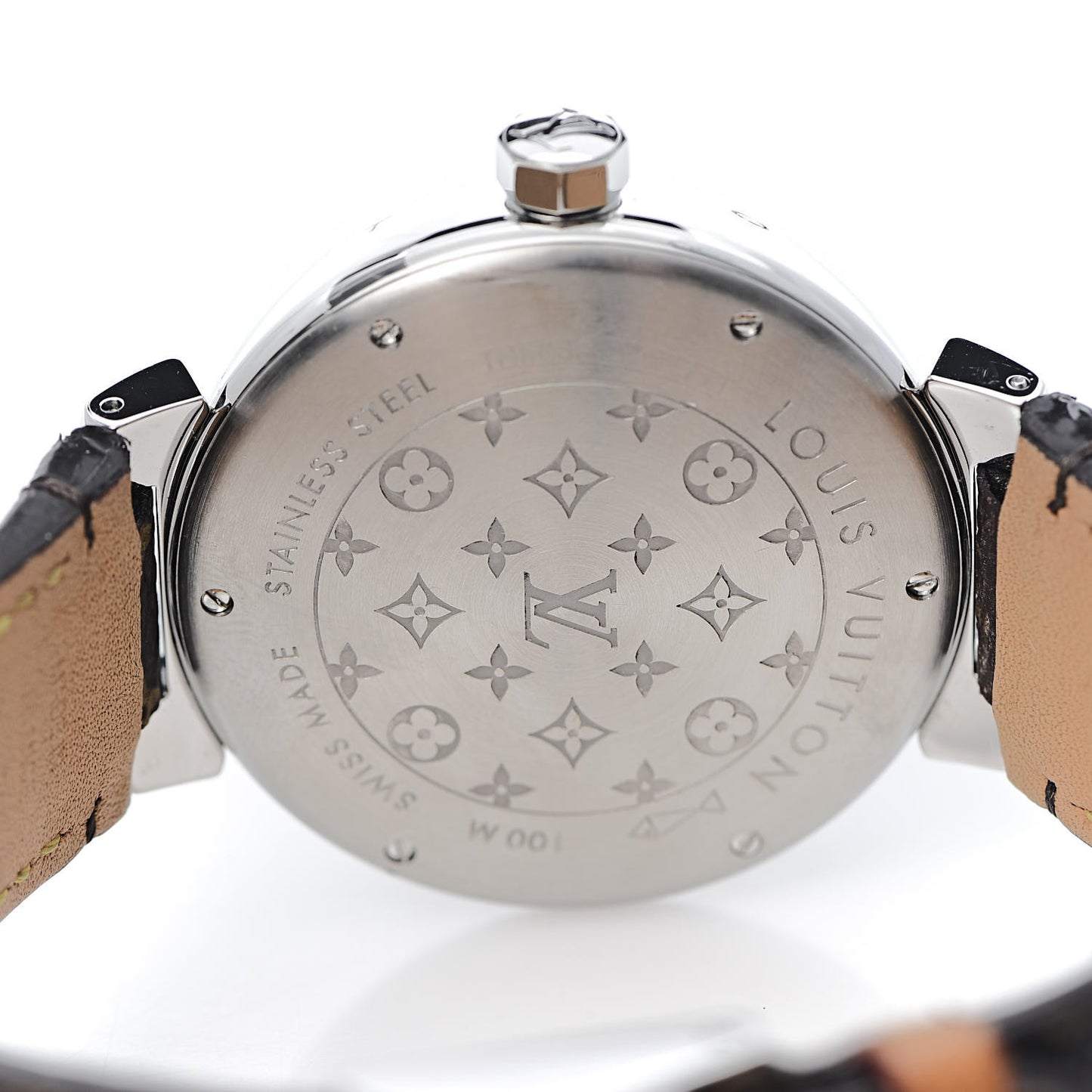 Stainless Steel Monogram 39mm Tambour Quartz Watch Brown