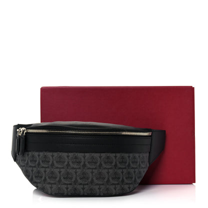 Salvatore Ferragamo Gancini Monogram Calfskin Waist Bag Black Grey 11 of 11