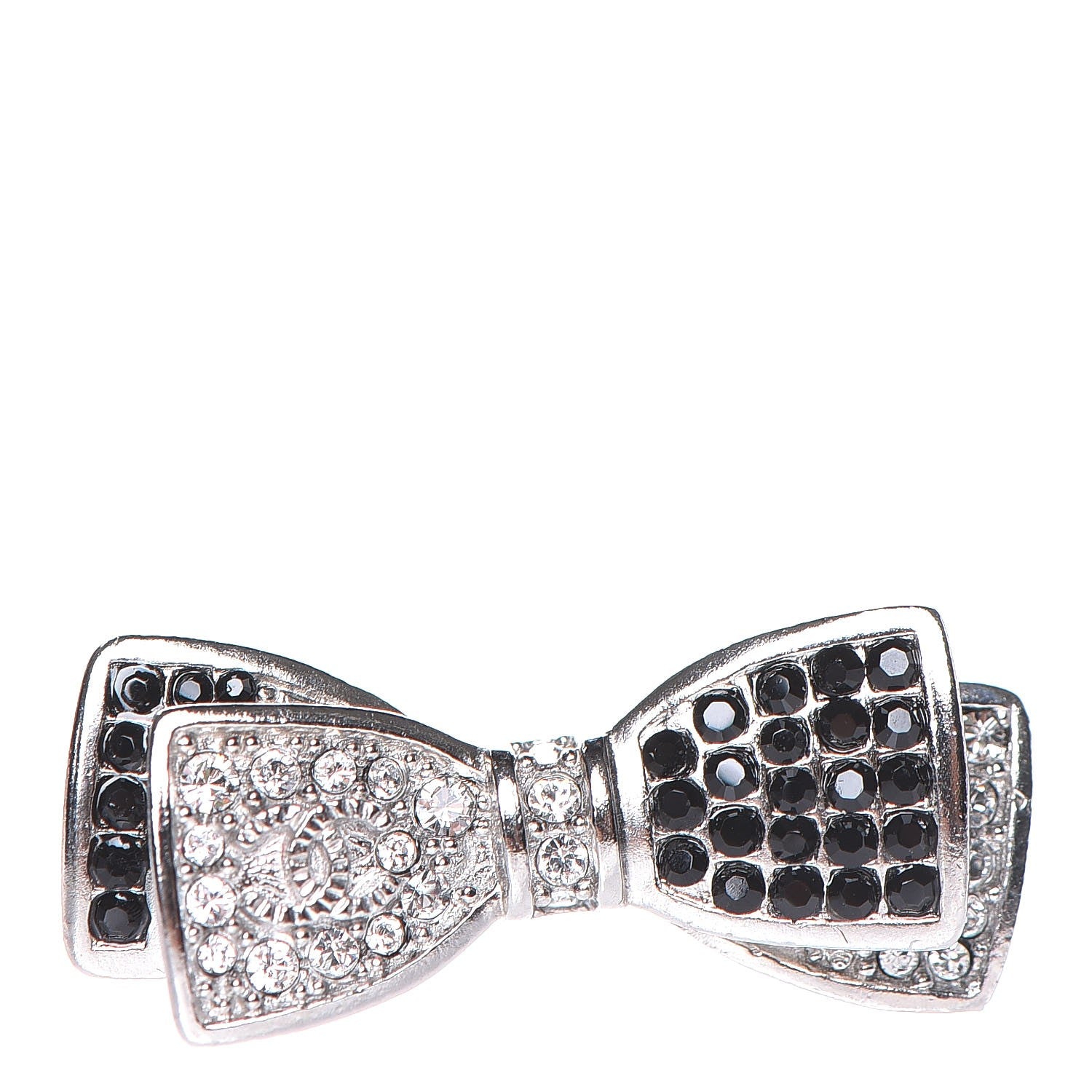 Chanel Crystal Bow Ring 7 Black Silver 1 of 5