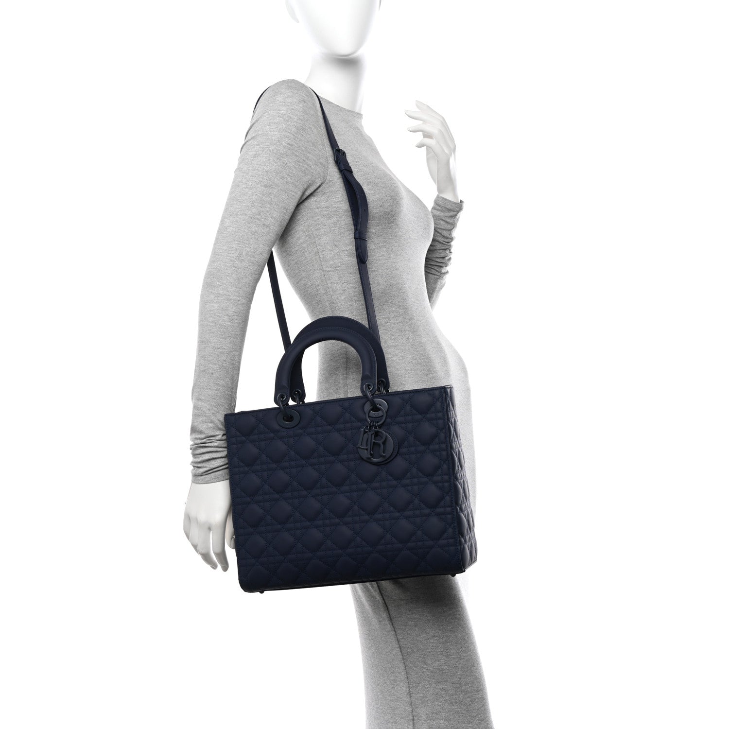Christian Dior Ultra Matte Calfskin Cannage Large Lady Dior Blue 2 of 10