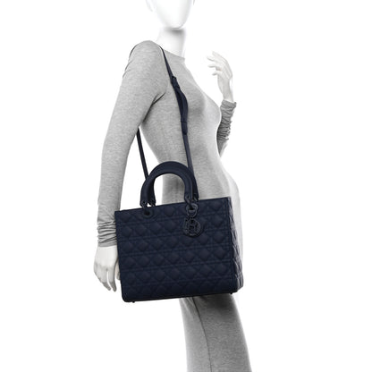 Christian Dior Ultra Matte Calfskin Cannage Large Lady Dior Blue 2 of 10