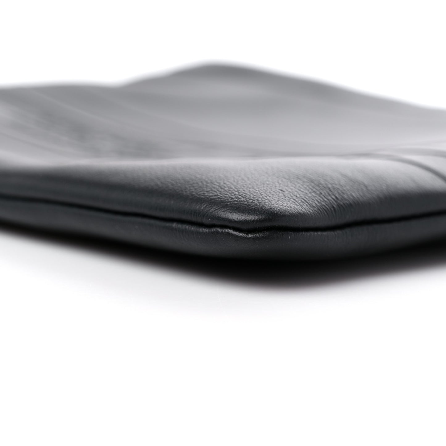 Calfskin Embossed Logo Zip Clutch Black