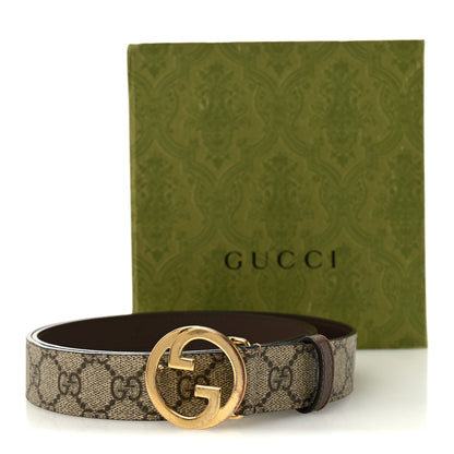 Gucci GG Supreme Monogram Textured Dollar Calfskin Blondie 30mm Belt 95 38 Beige Ebony New Acero 7 of 7