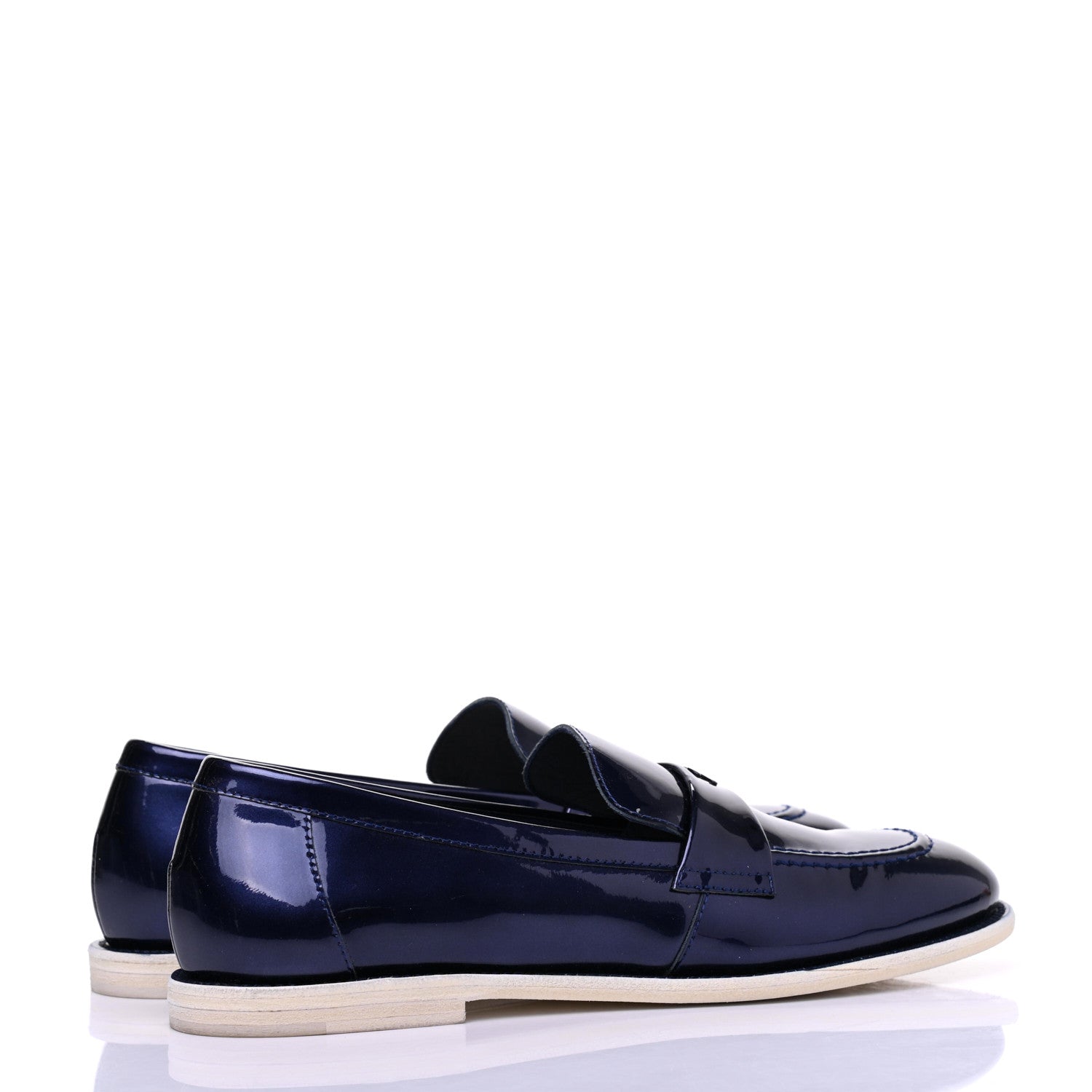 Chanel Patent CC Moccasin Loafers 39 Navy 4 of 12