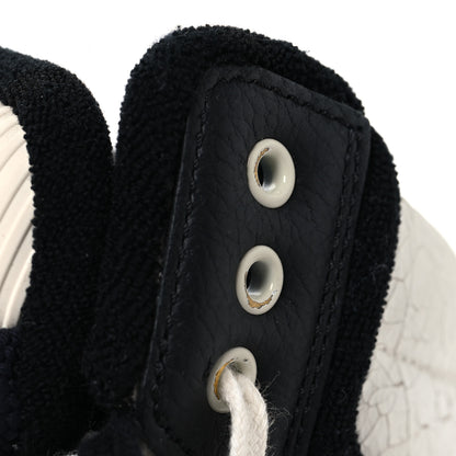 Saint Laurent Crackled Calfskin Mens Cure 05 High Top Sneakers 42 Black White 9 of 10