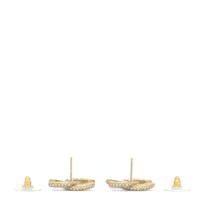 Chanel Crystal Timeless CC Earrings Light Gold 3 of 5