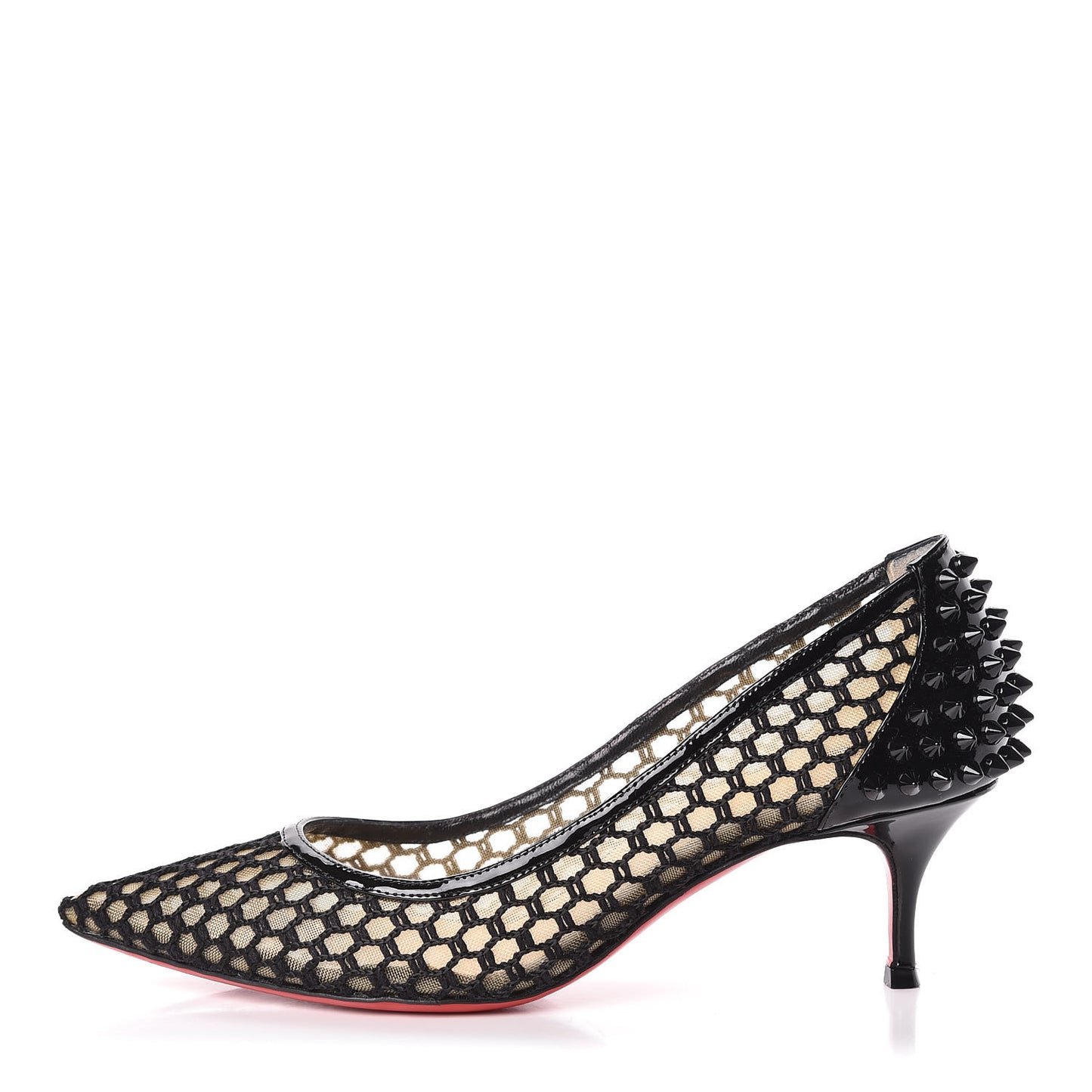 Fishnet Mesh Suede Guni 55 Spiked Pumps 37 Black