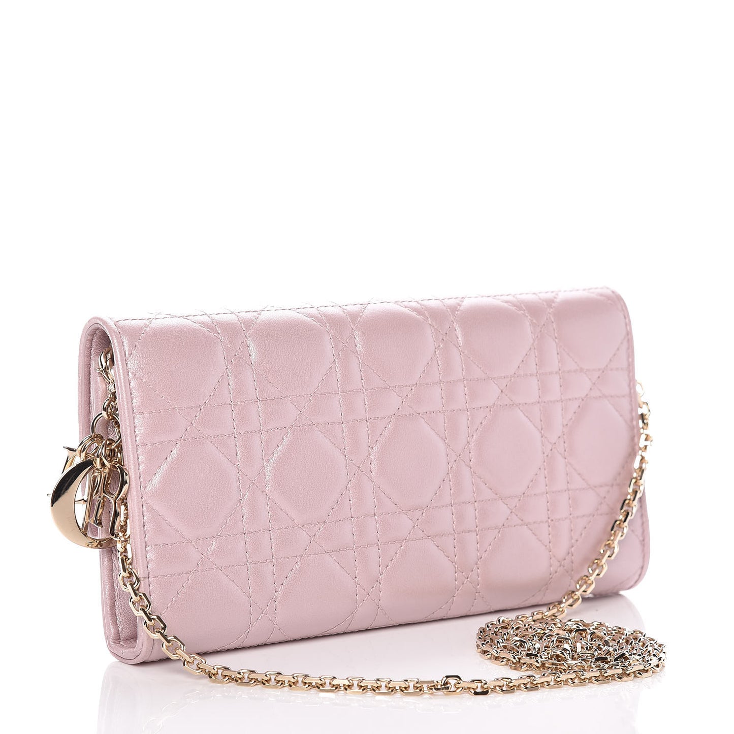 Metallic Lambskin Cannage Rendezvous Chain Wallet Lotus