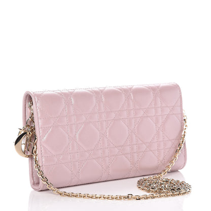 Christian Dior Metallic Lambskin Cannage Rendezvous Chain Wallet Lotus 3 of 9