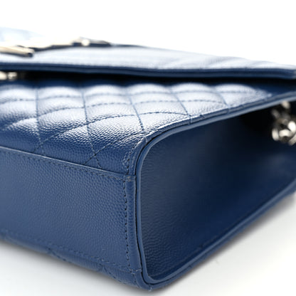 Saint Laurent Grain De Poudre Textured Mixed Matelasse Triquilt Medium Monogram Satchel Denim 9 of 9