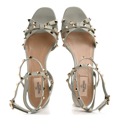 Valentino Garavani Calfskin Rockstud Ankle Wrap 35/75mm Platform Sandals 41 Opal Grey 2 of 17