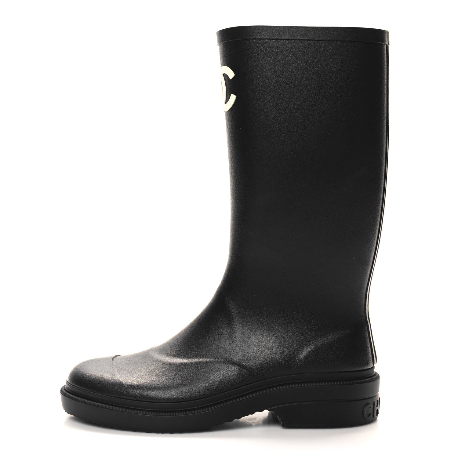 Chanel Caoutchouk CC High Boots 37 Black 1 of 8