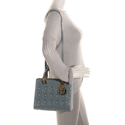 Christian Dior Patent Cannage Medium Lady Dior Blue 2 of 9
