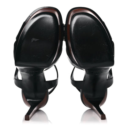 Saint Laurent Vendome Bianca Bow Platform Sandals 37 Black 5 of 10