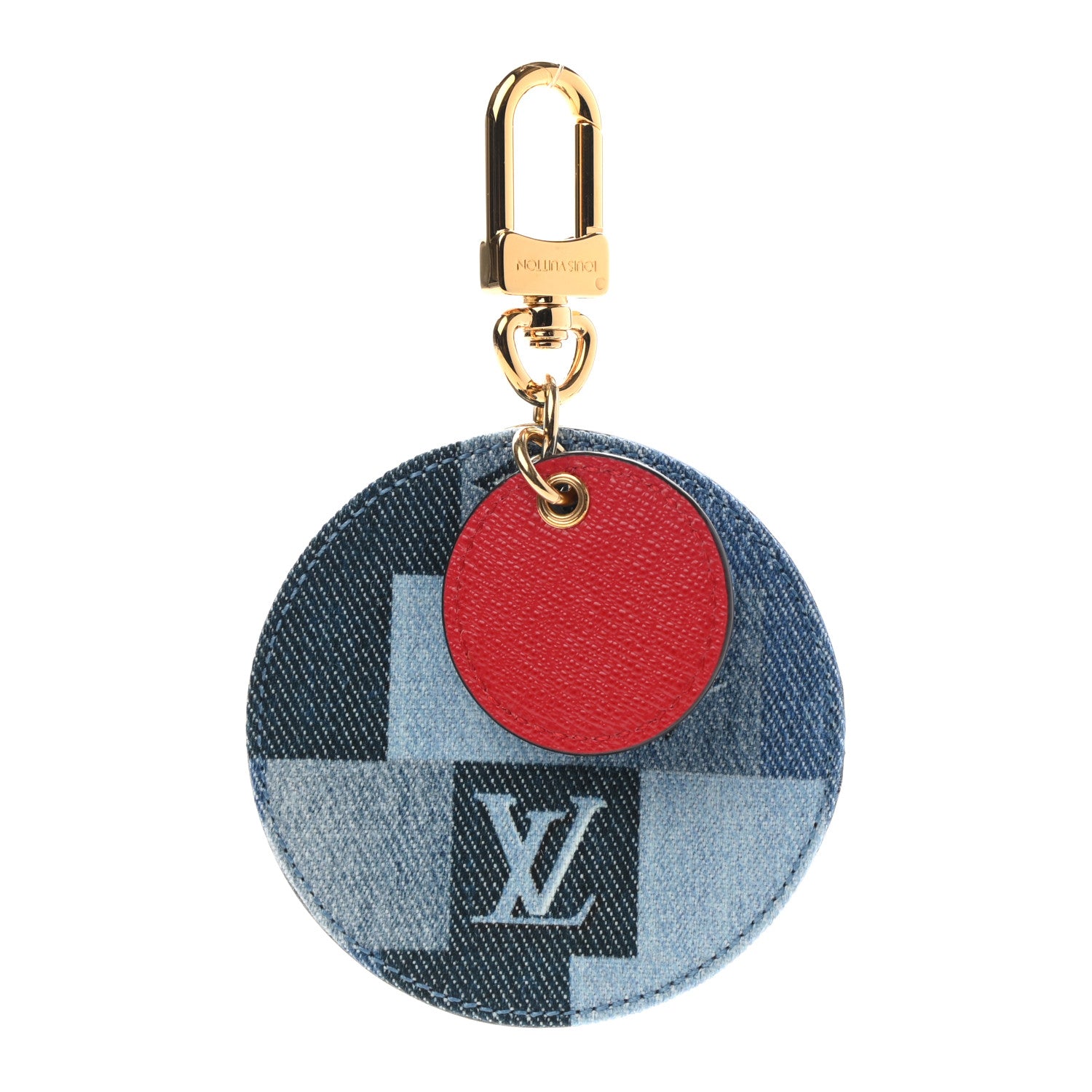 Louis Vuitton Denim Damier Monogram Patchwork Bag Charm Key Holder 1 of 5