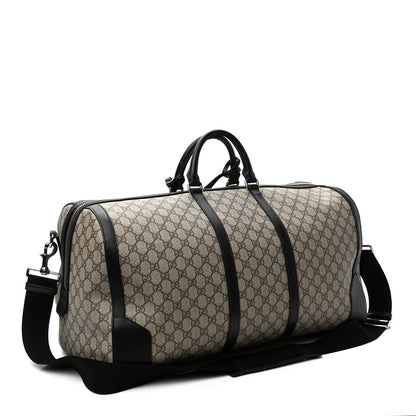 Gucci GG Supreme Monogram Selleria Calfskin Large Duffle Beige Ebony Black 3 of 10