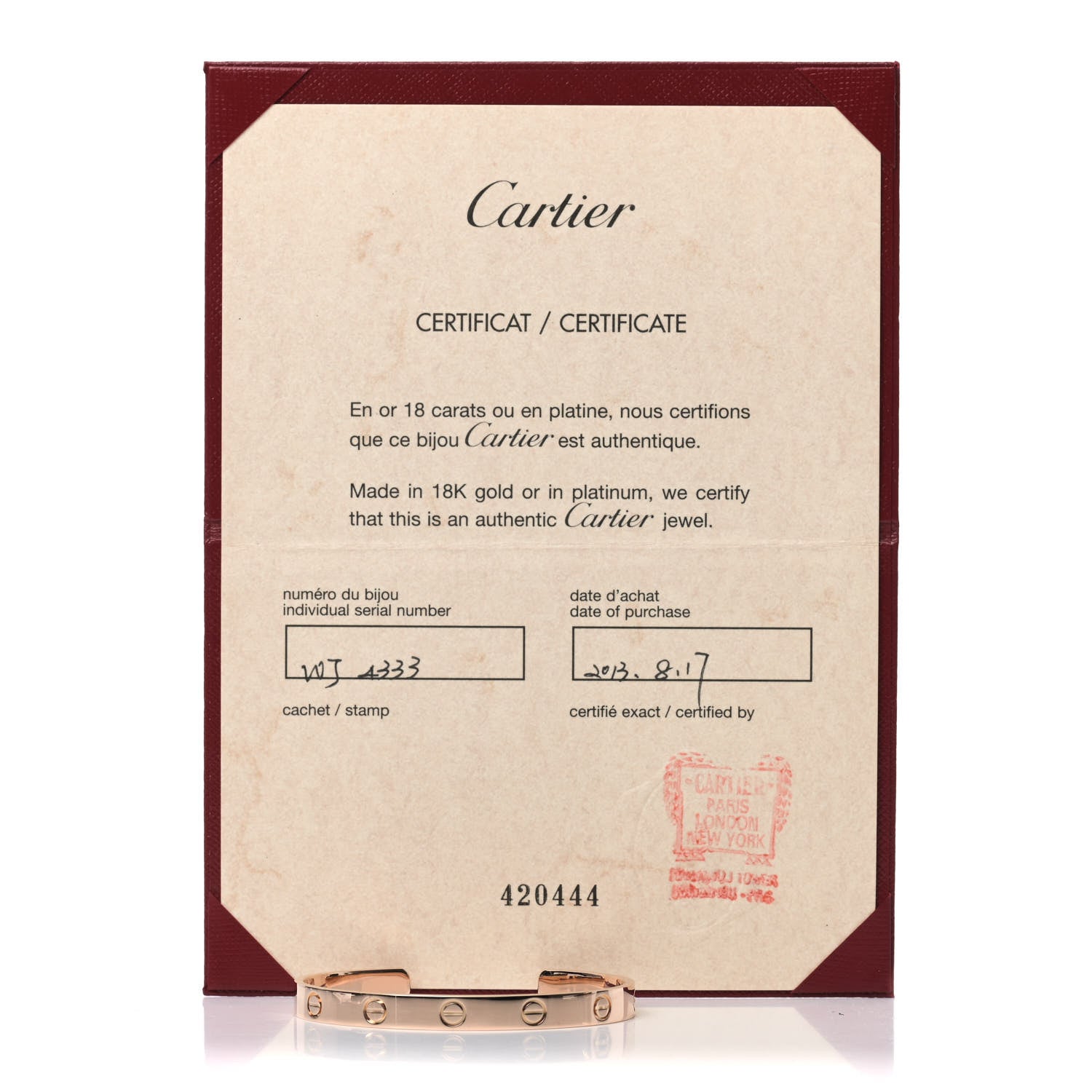 Cartier 18K Pink Gold LOVE Cuff Bracelet 17 5 of 5