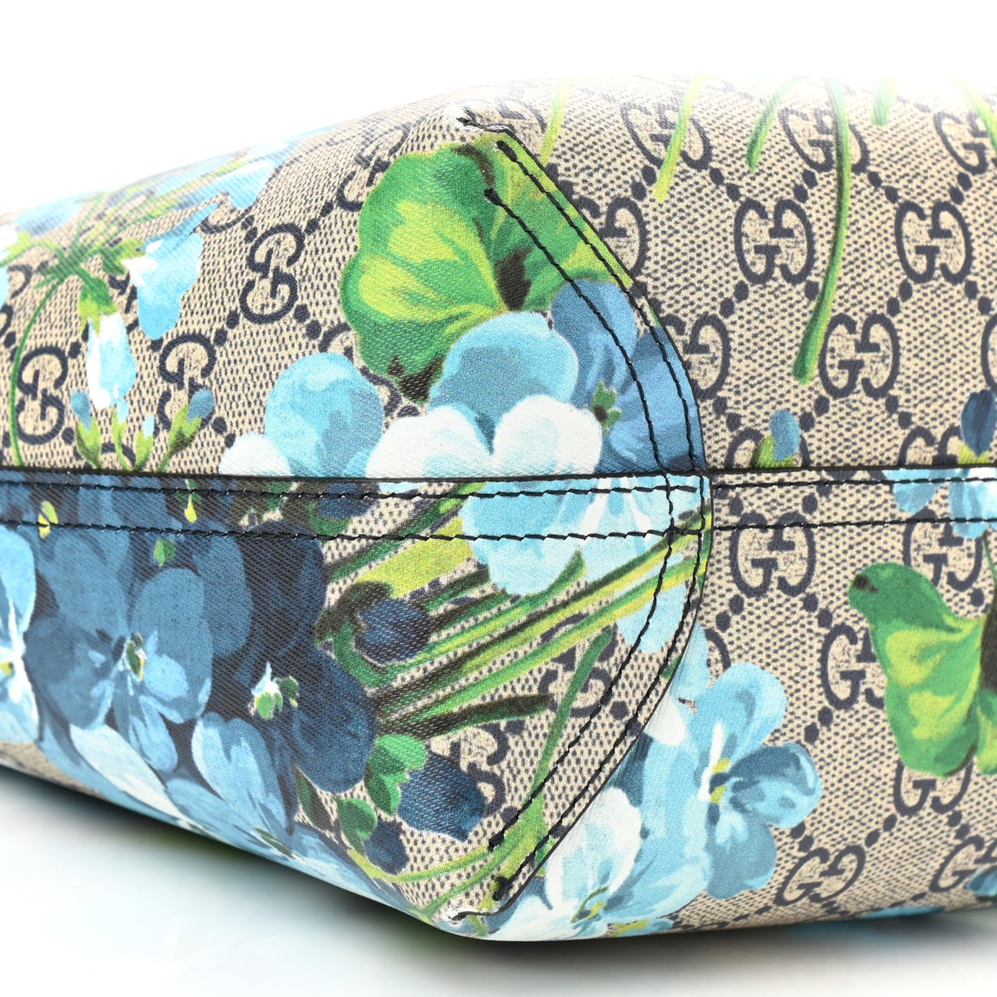 GG Supreme Monogram Blooms Small Reversible Tote Beige Blue Navy