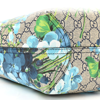 Gucci GG Supreme Monogram Blooms Small Reversible Tote Beige Blue Navy 9 of 10