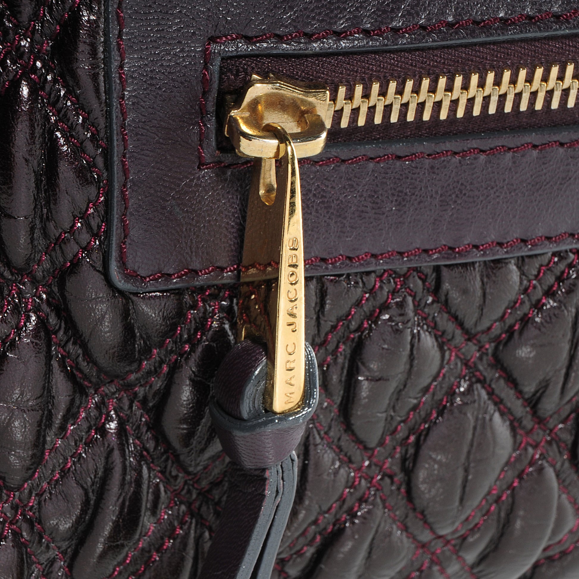 Marc Jacobs Calfskin Quilted Elastic Mina Stam Plum 9 of 9