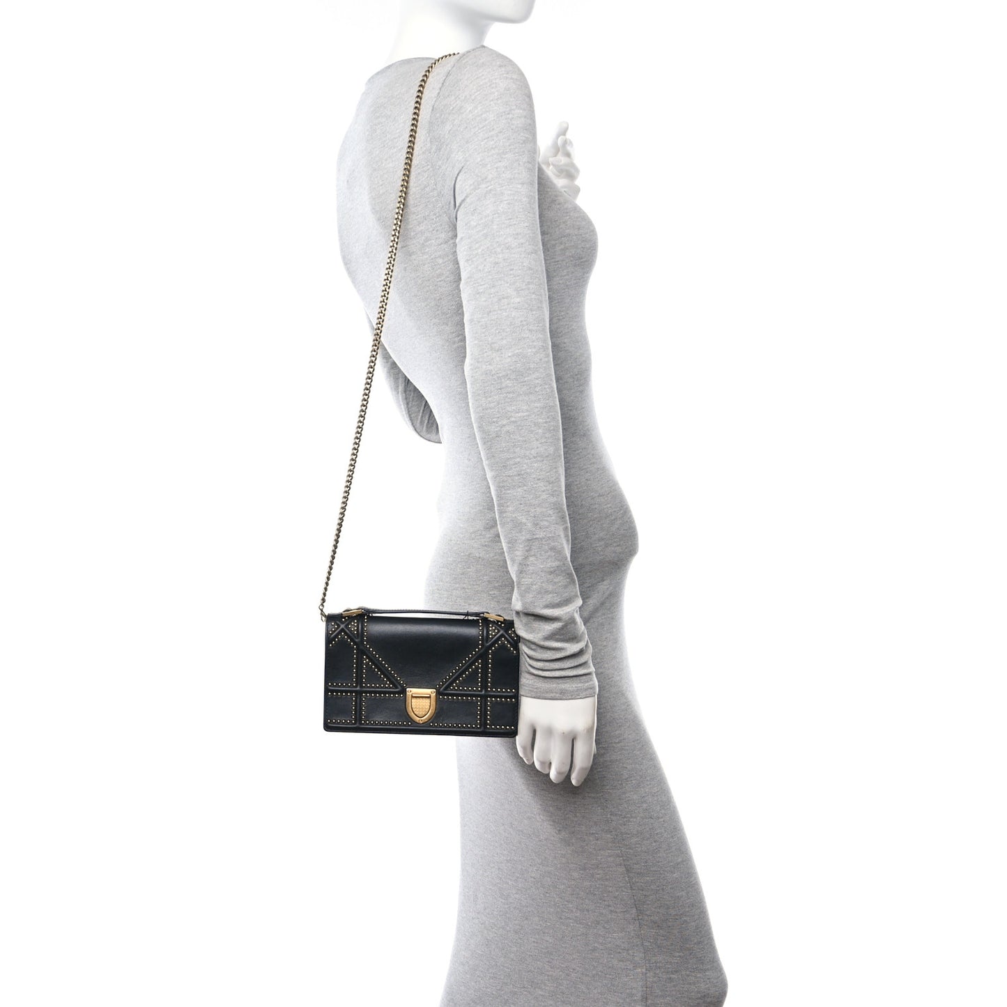 Patent Studded Diorama Flap Bag Black