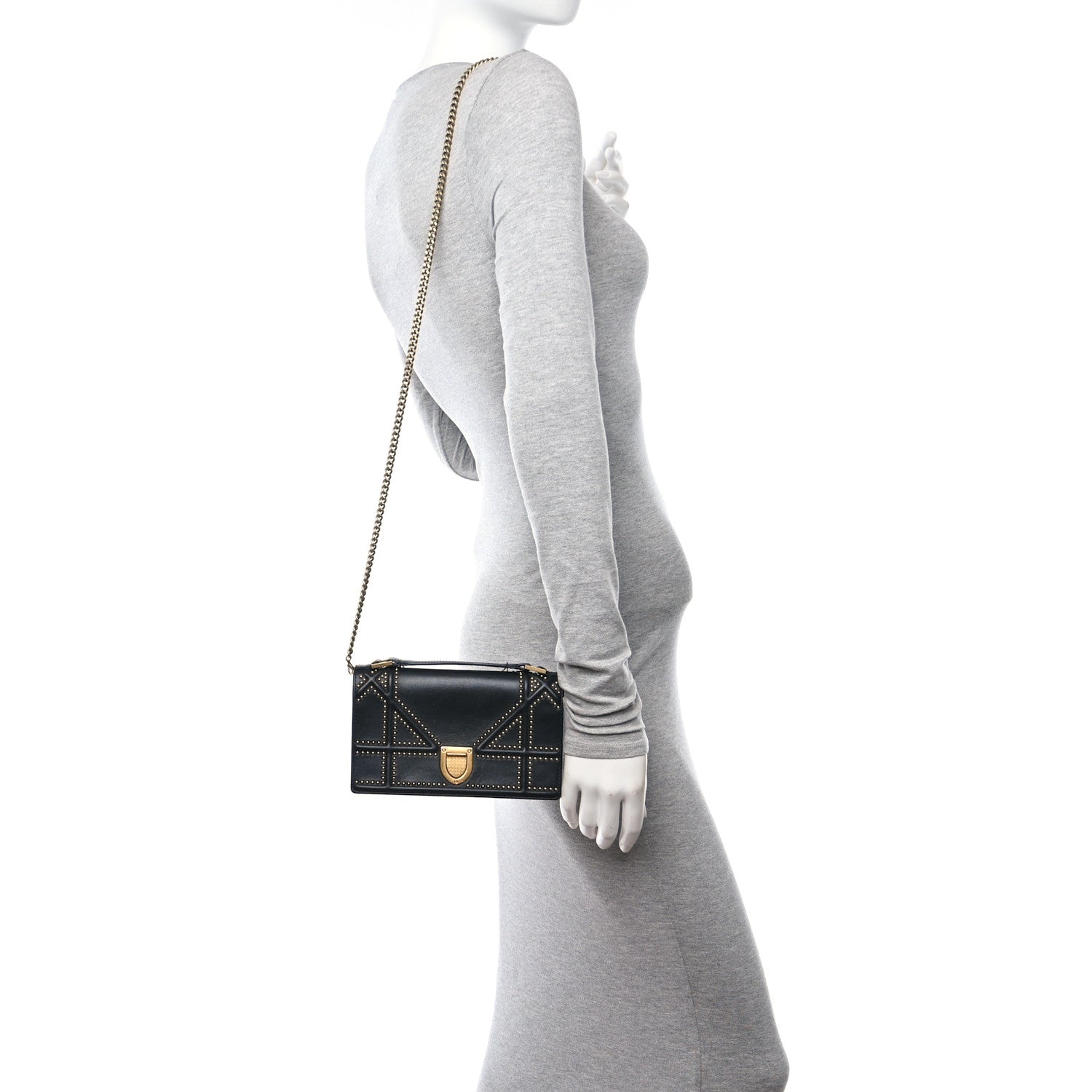 Christian Dior Patent Studded Diorama Flap Bag Black 2 of 10