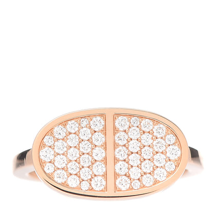 Hermes 18K Rose Gold Diamond MM Chaine d'Ancre Verso Ring 52 6 1 of 5