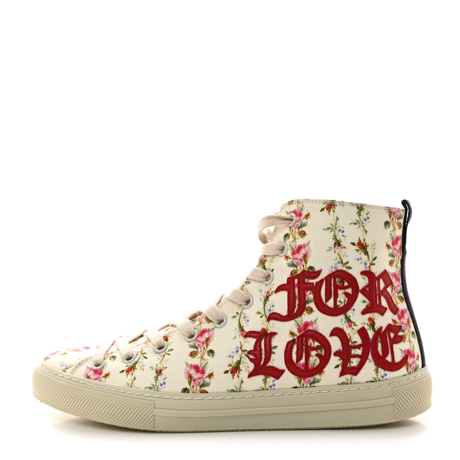 Gucci Canvas Romantic Print Major Blind For Love High Top Sneakers 38.5 Ivory 1 of 10
