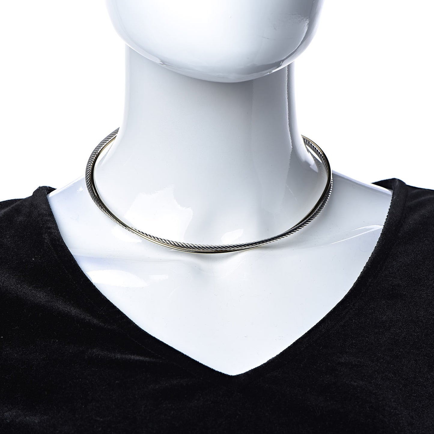 Sterling Silver 18K Yellow Gold 4mm Crossover Cable Choker Necklace