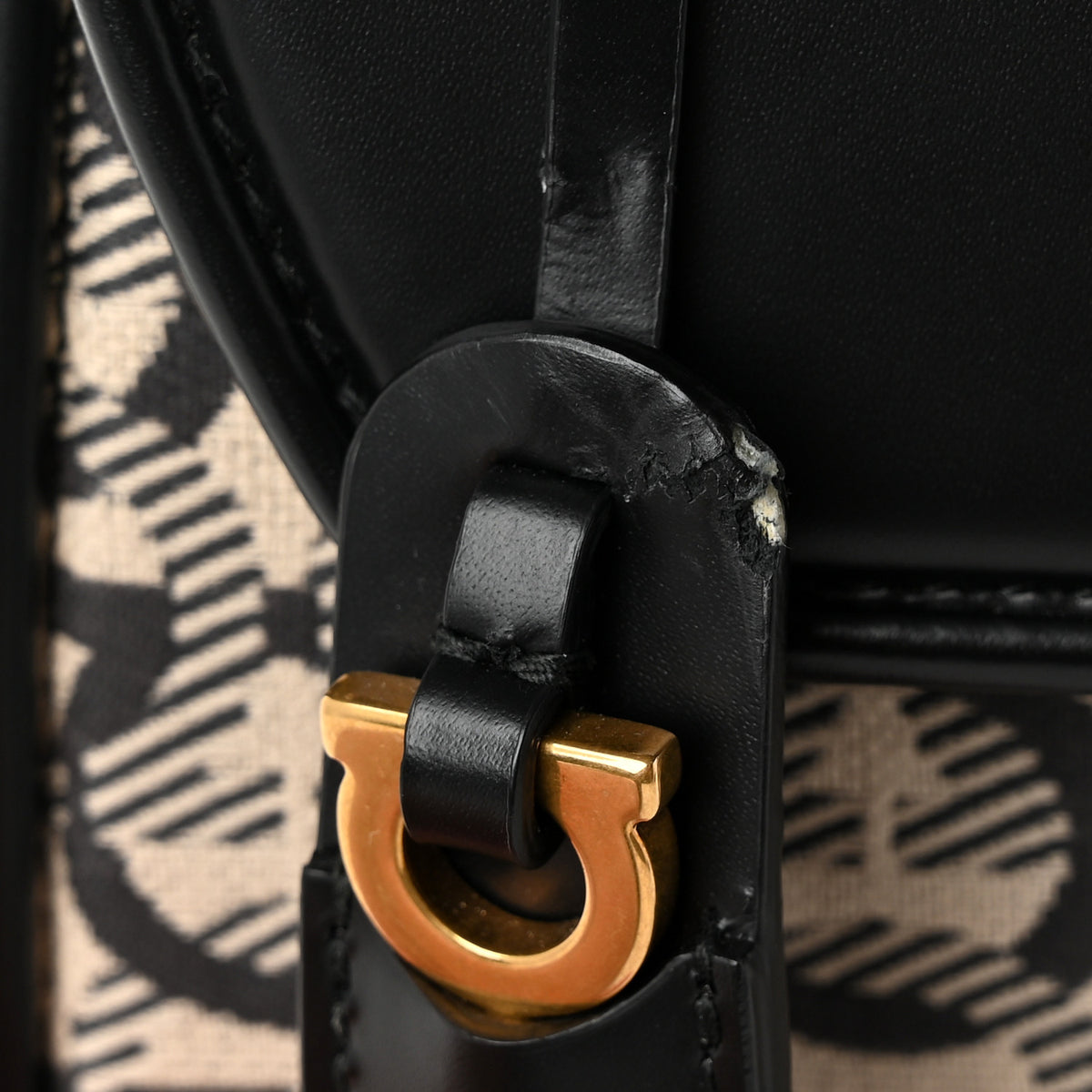 Canvas Calfskin Gancini Small Boxyz Black Beige