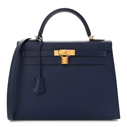 Hermes Epsom Kelly Sellier 32 Bleu Saphir 1 of 11
