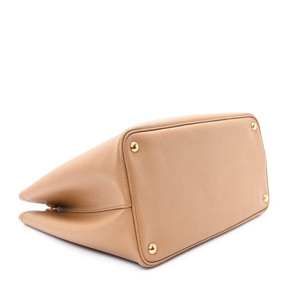 Prada Saffiano Cuir Large Double Bag Caramel Fuoco 4 of 11