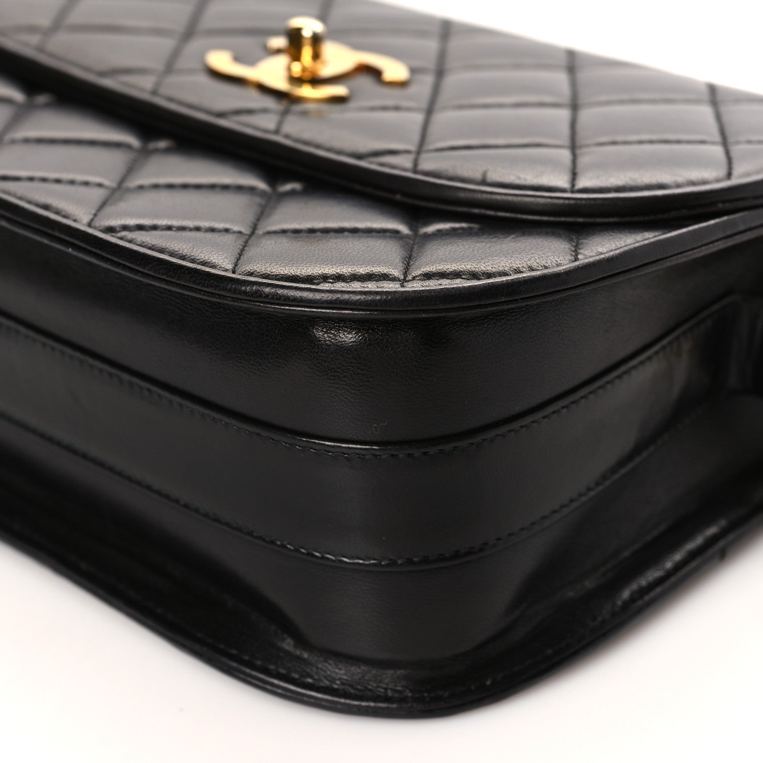 Chanel Lambskin Quilted Round Flap Black 10 of 10